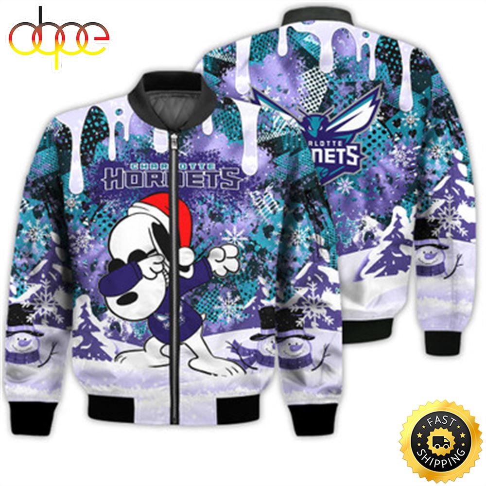 Charlotte Hornets Snoopy Dabbing The Peanuts Sports Football American Christmas Dripping Matching Gifts Unisex 3D Bomber Jacket Wsztzg.jpg