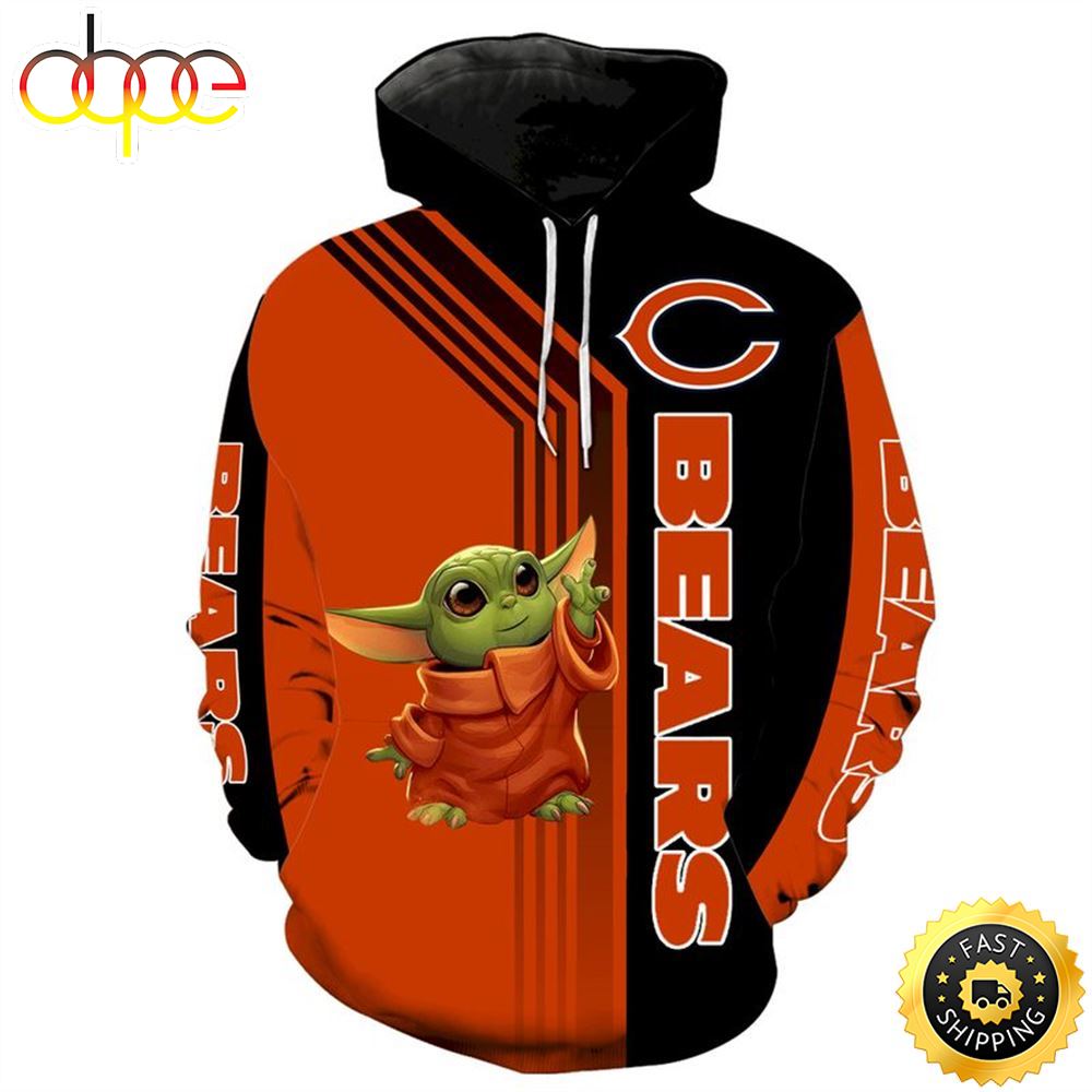 Chicago Bears Baby Yoda 3d Hoodie All Over Print Chicago Bears Gifts For Men Middn7