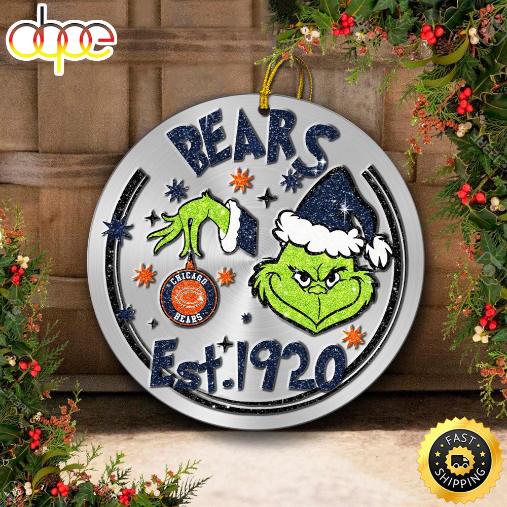 Chicago Bears Grinch Circle Ornaments Christmas Xsmqlh