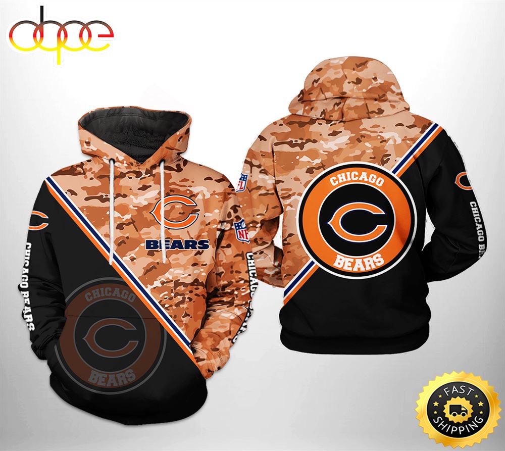 Chicago Bears NFL Camo Team 3D Printed HoodieZipper Hoodie