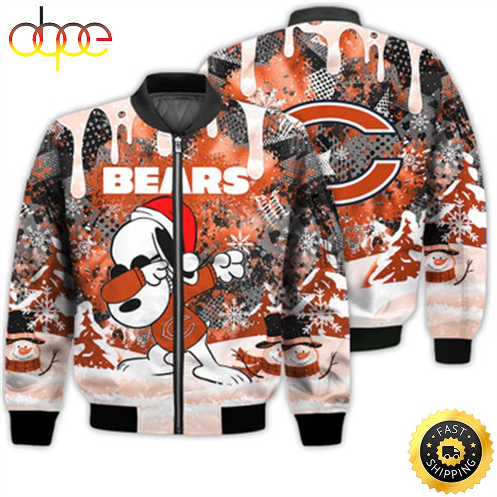 Chicago Bears Snoopy Dabbing The Peanuts Sports Football American Christmas Dripping Matching Gifts Unisex 3D Bomber Jacket Iwoos8.jpg