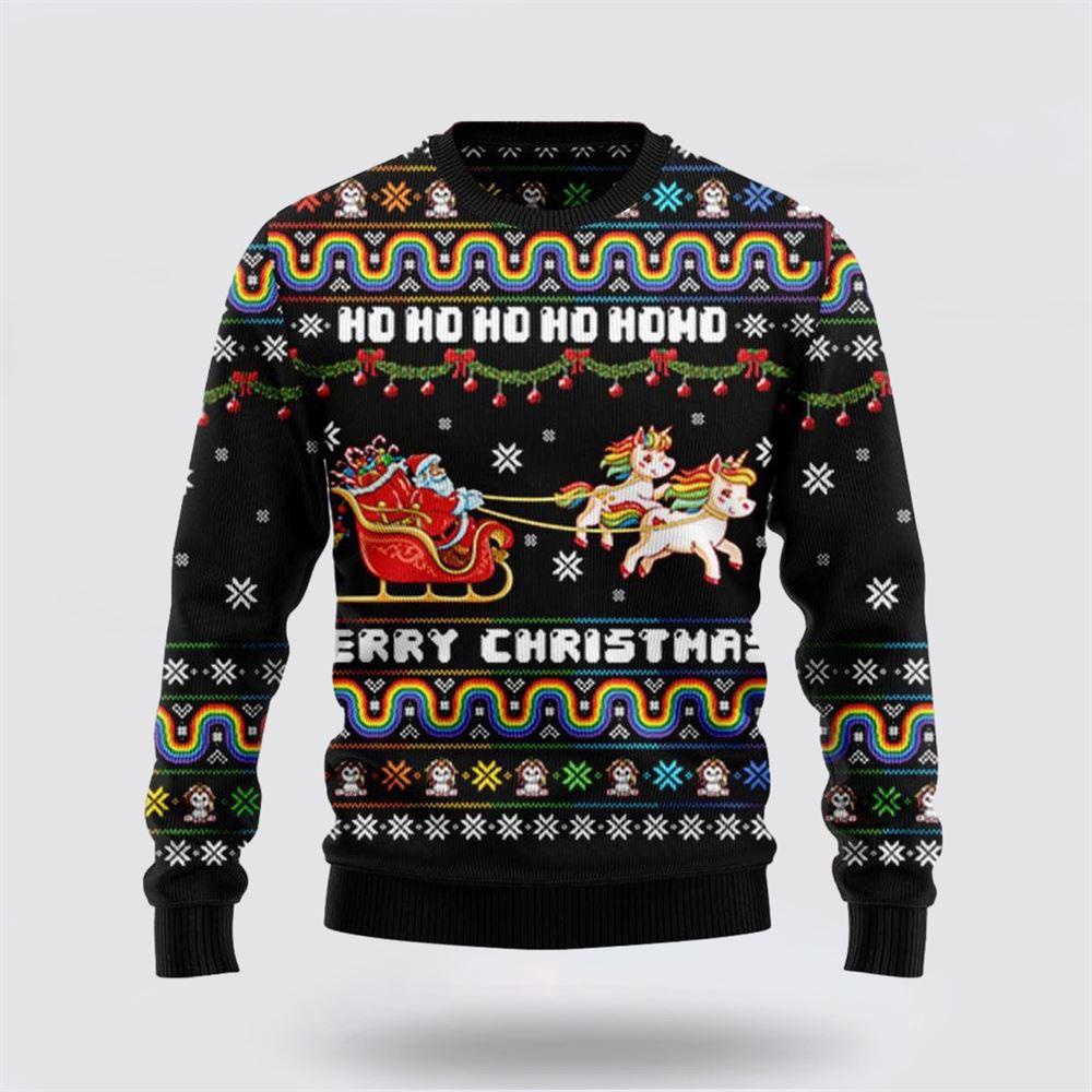 Christmas Hohoho Santa Claus Ride Unicorns Ugly Sweater 1 Tee V2wnou.jpg