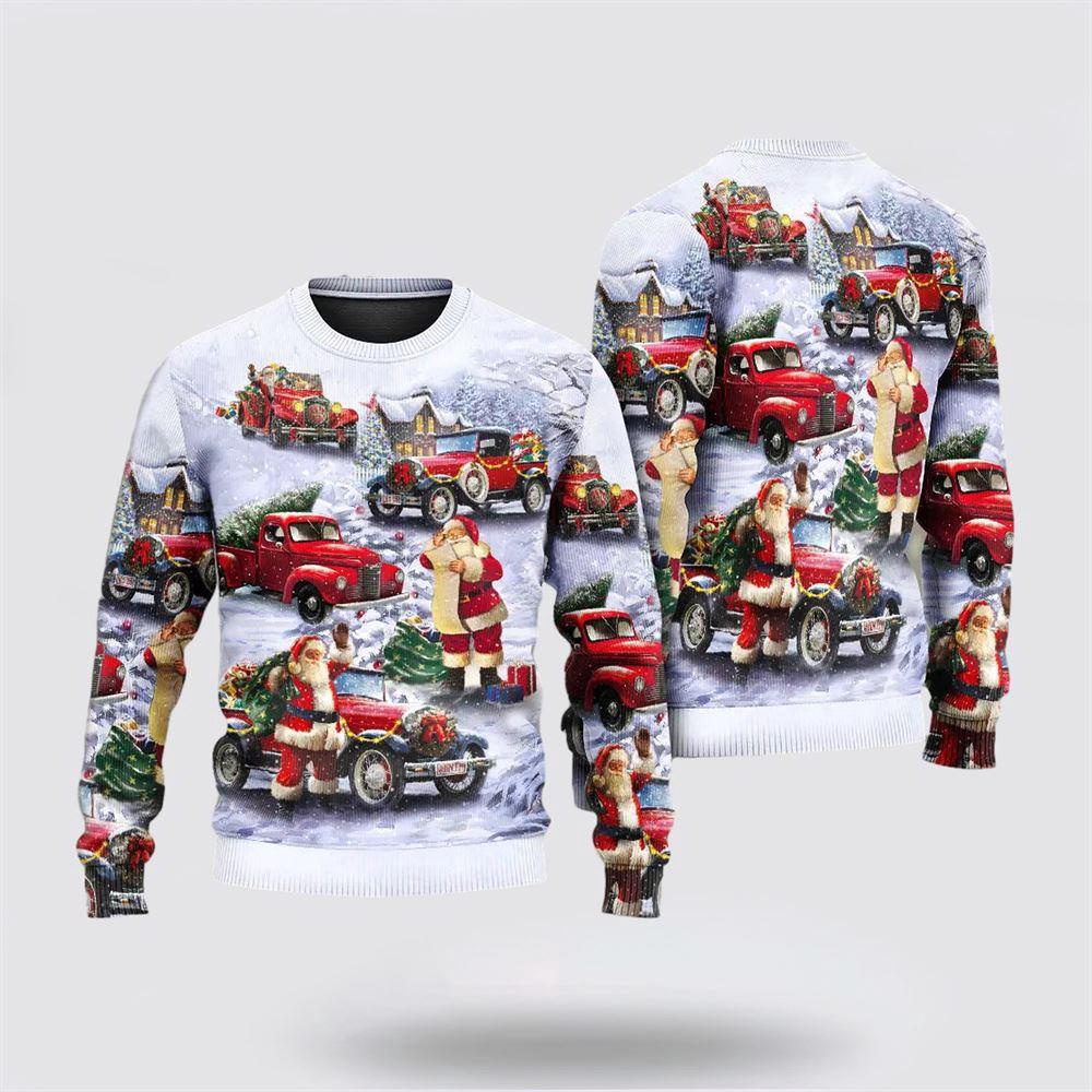 Christmas Santa Claus Funny Red Truck Ugly Christmas Sweater 1 Tee M92dwc.jpg