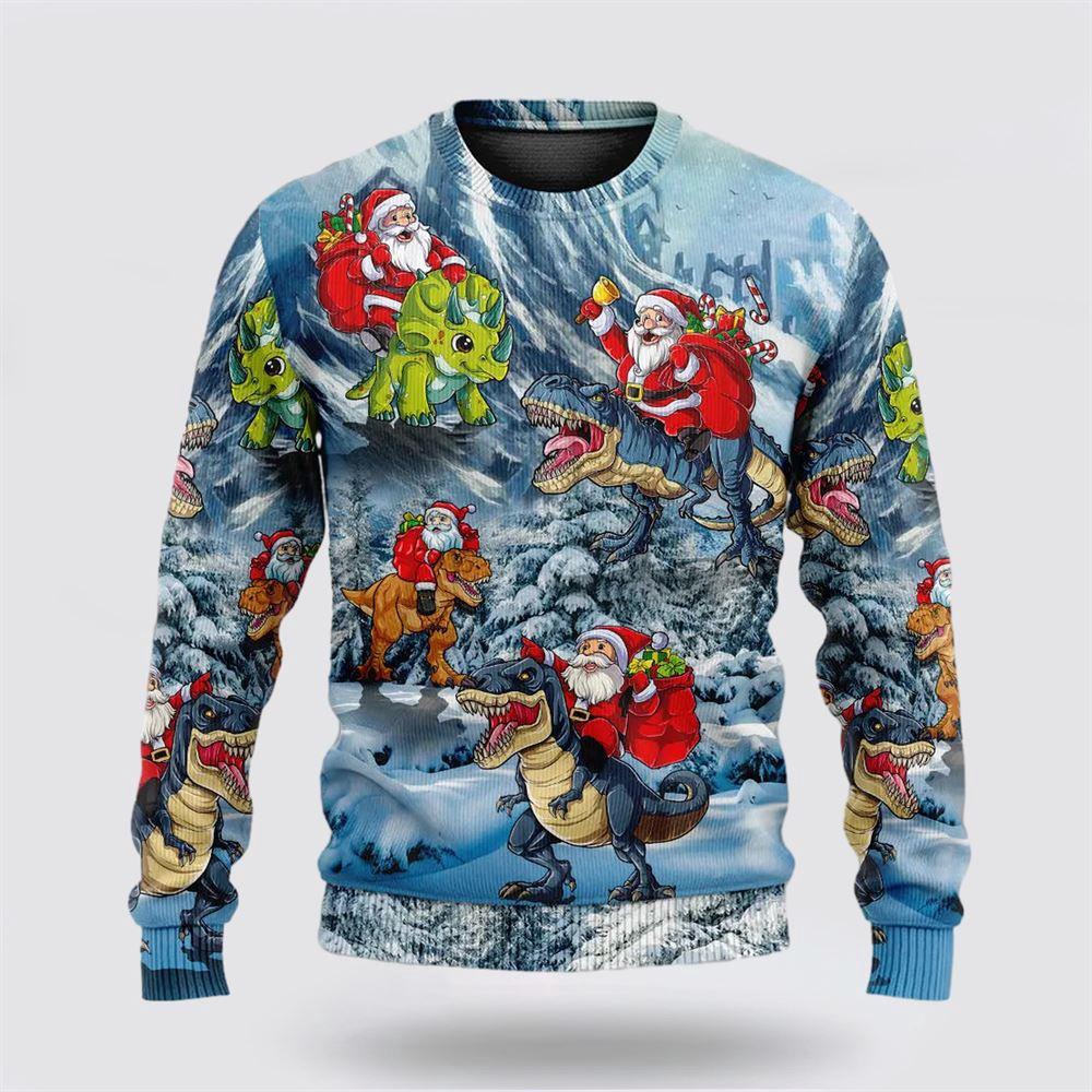 Christmas Santa Claus Riding Dinosaur Christmas Tree Ugly Christmas Sweater 1 Sweater Sfqc4s.jpg