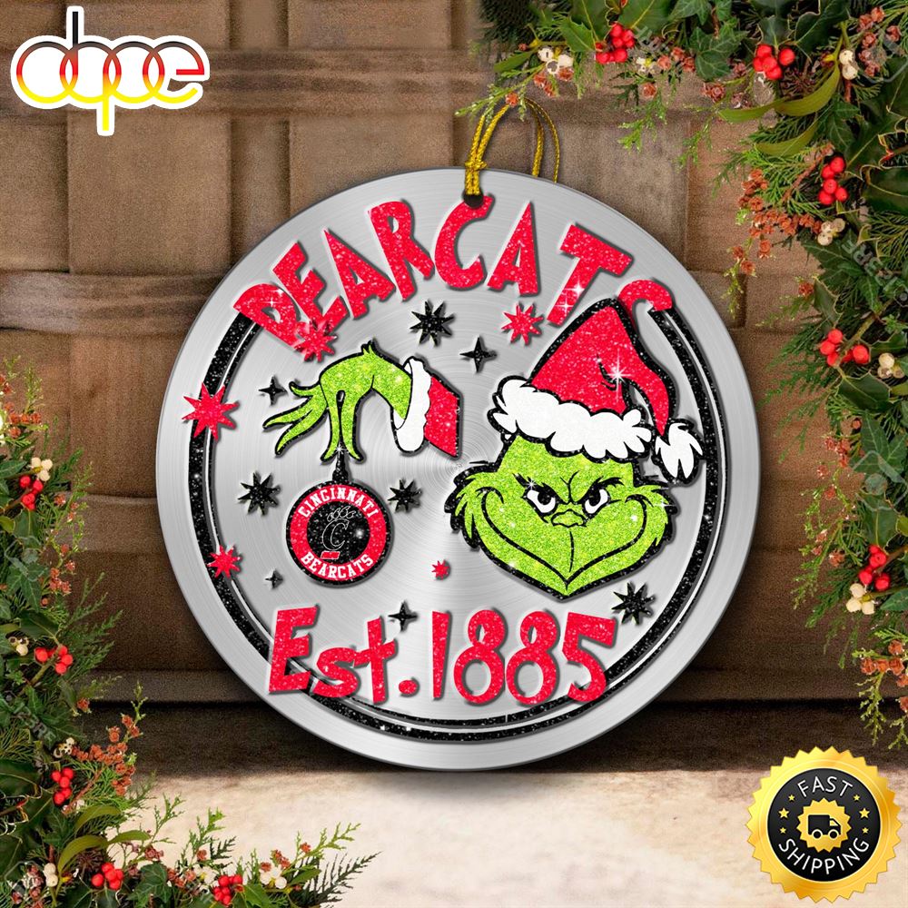 Cincinnati Bearcats Grinch Circle Ornaments Christmas Wtgvjq