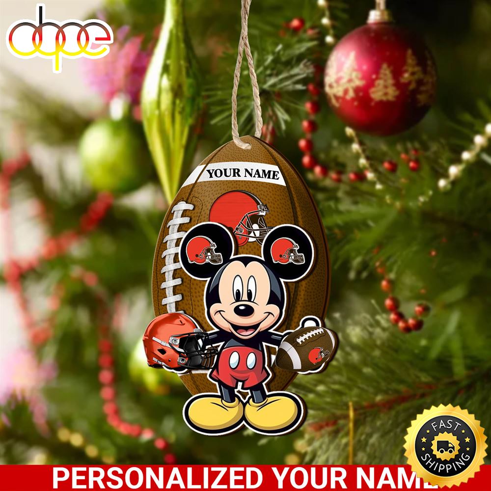 Cleveland Browns And Mickey Mouse Ornament Personalized Your Name