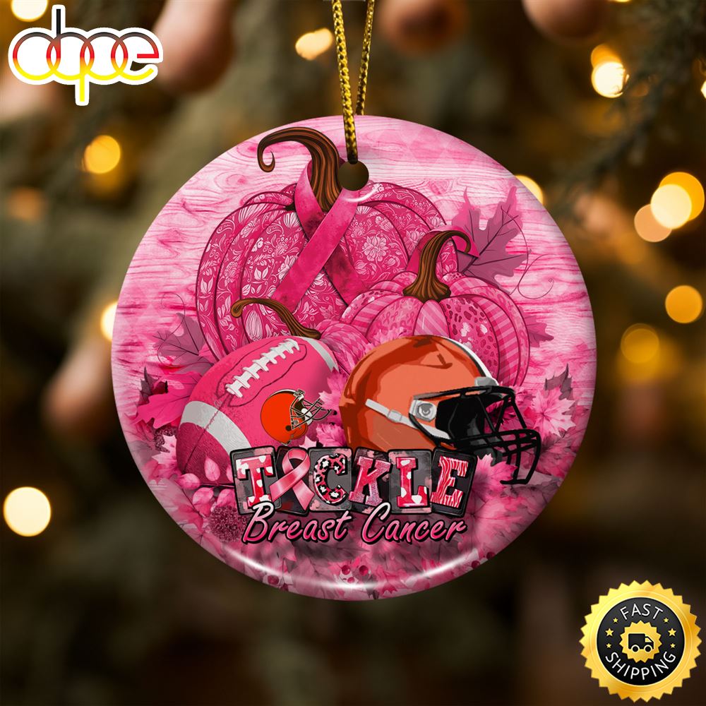 Cleveland Browns Breast Cancer And Sport Team Ceramic Ornament Vrqzz7