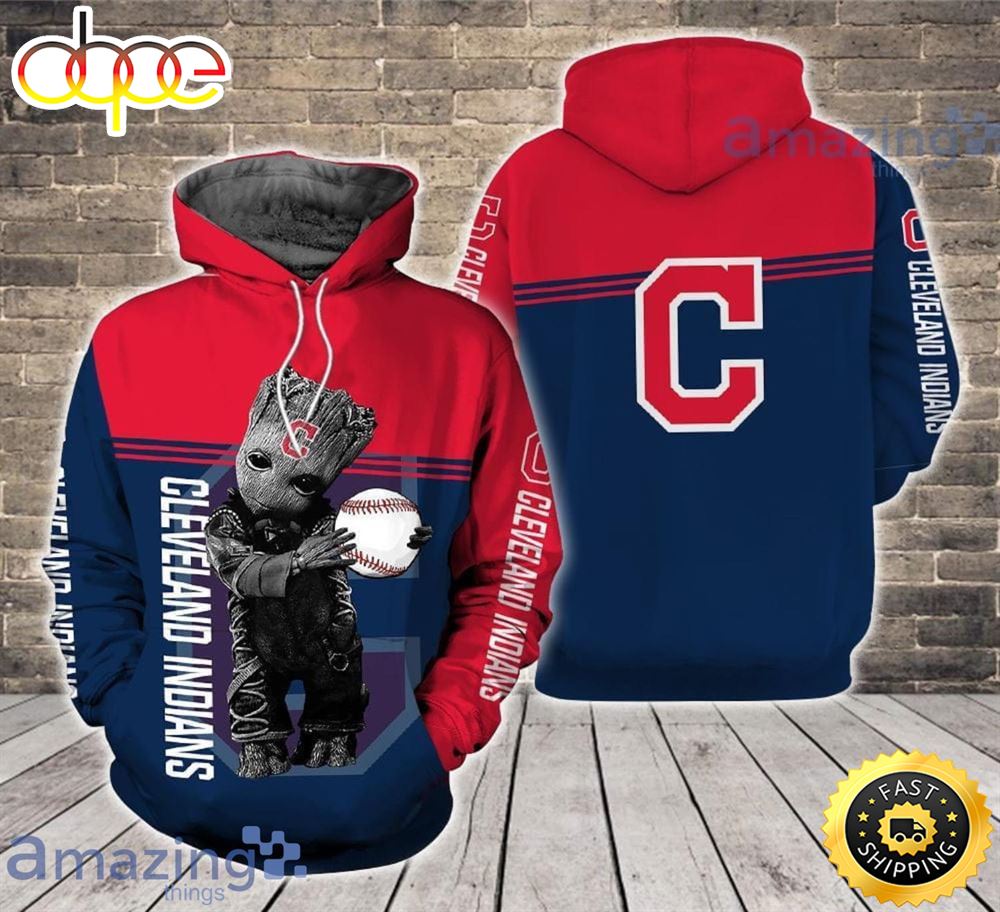 Cleveland Indians Ft. Groot 3d Hoodie For Fans Wr7lqv