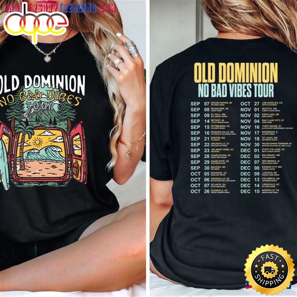 Comfort Color Old Dominion No Bad Vibes Tour 2023 Shirt Concert Both Sides Music Ztwauy