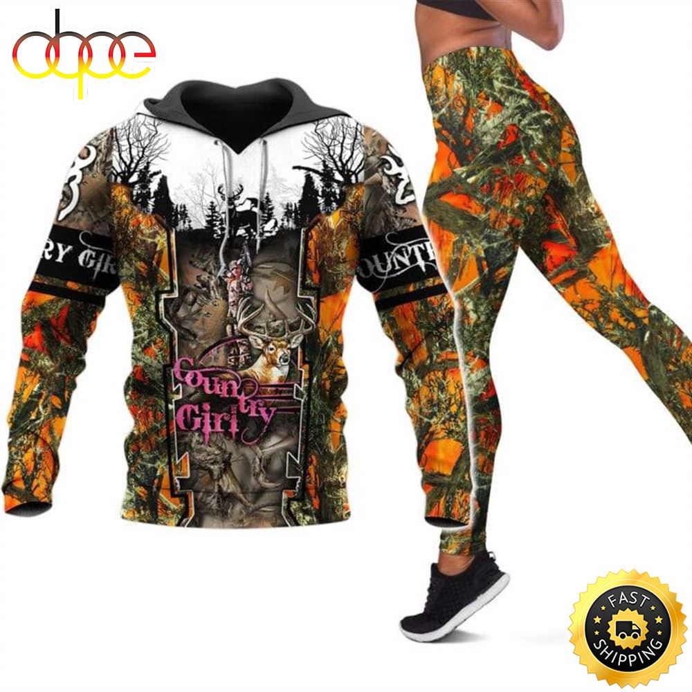 Country Girl All Over Print Leggings Hoodie Set Outfit For Women Hts1419