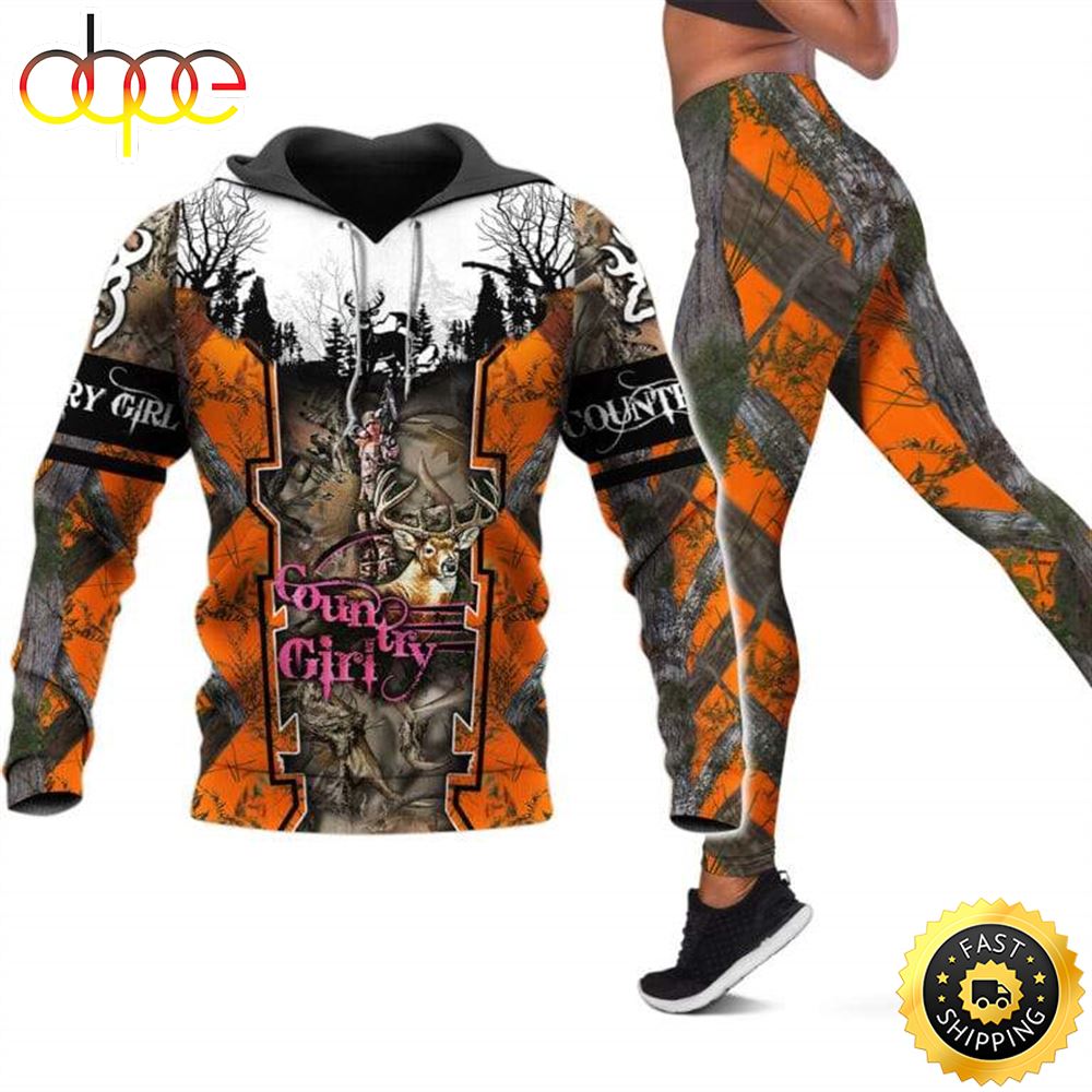 Country Girl All Over Print Leggings Hoodie Set Outfit For Women Hts1421