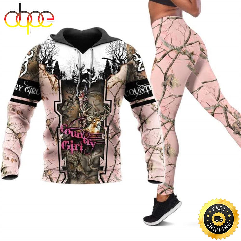 Country Girl All Over Print Leggings Hoodie Set Outfit For Women Hts1425