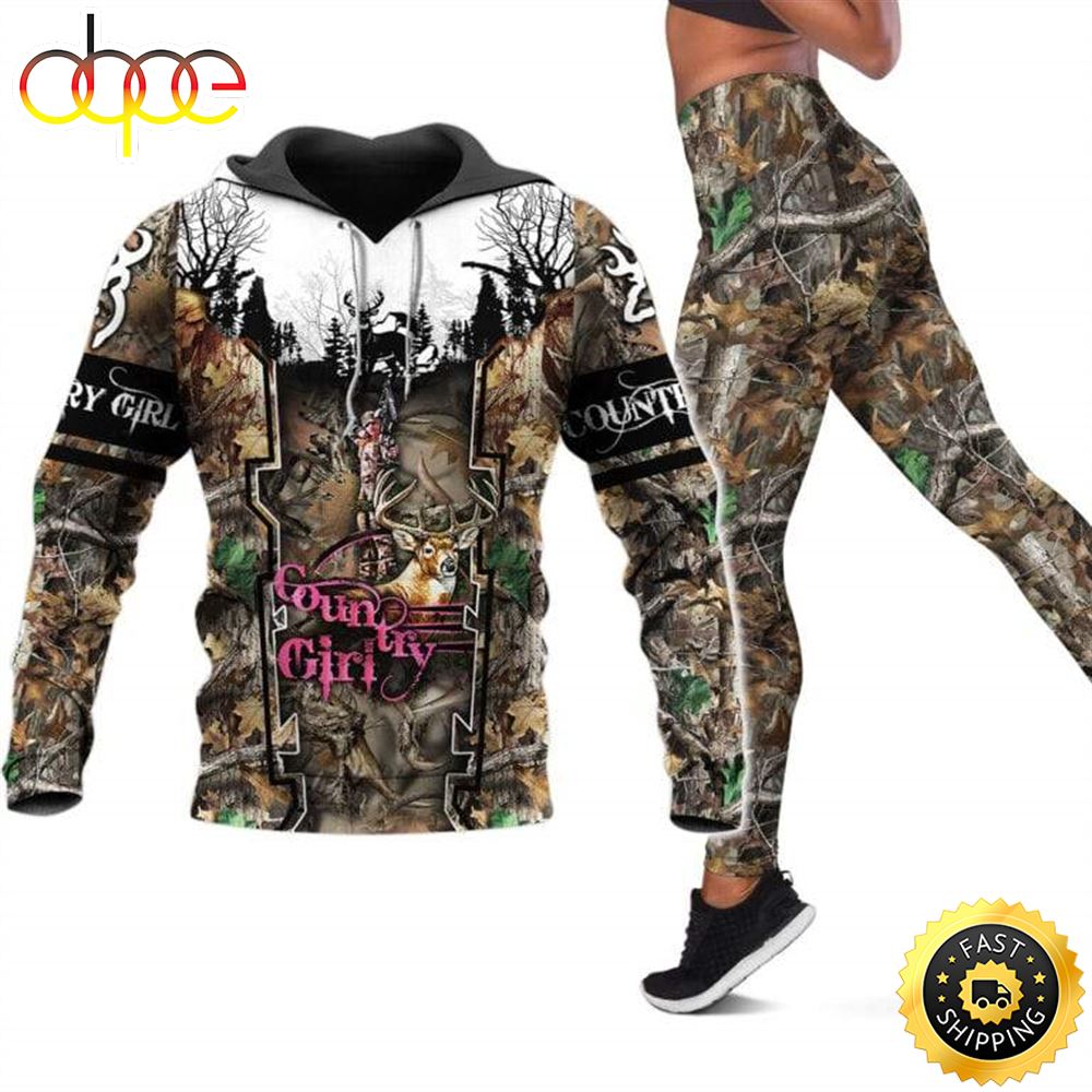 Country Girl All Over Print Leggings Hoodie Set Outfit For Women Hts1429