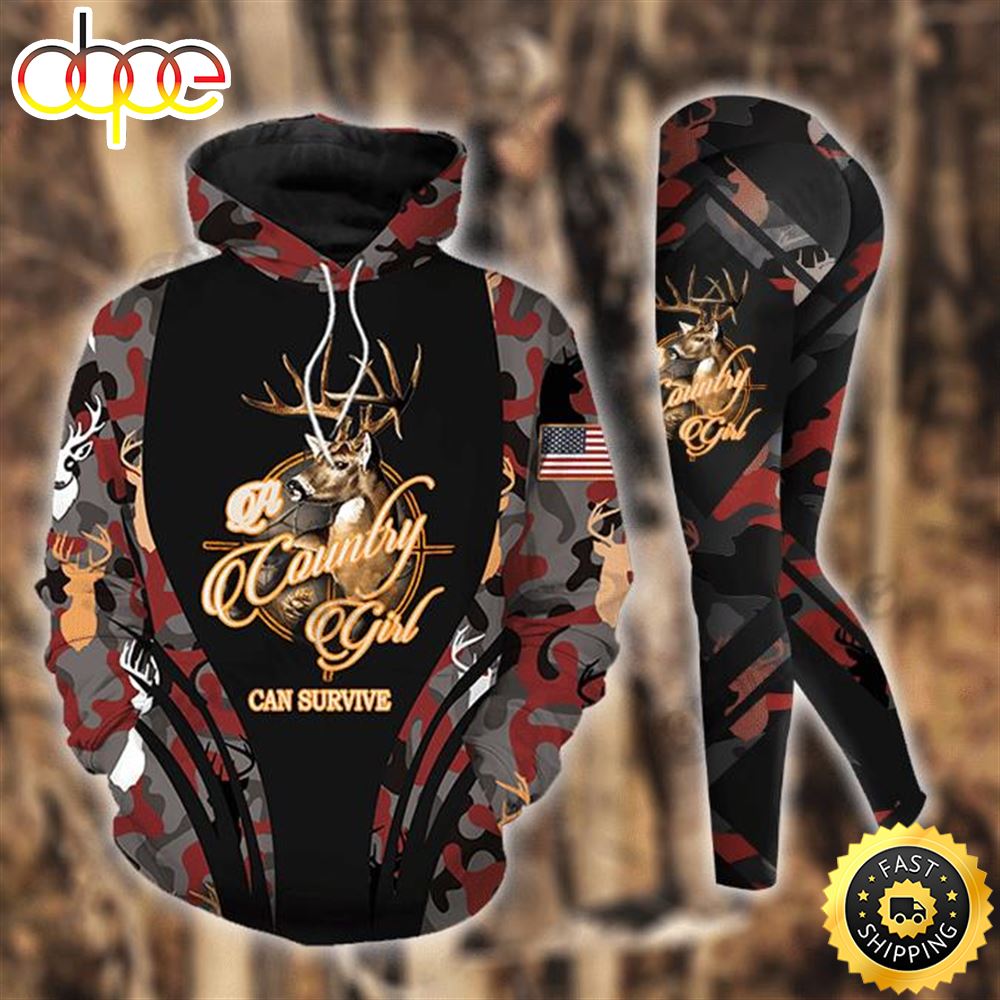 Country Girl All Over Print Leggings Hoodie Set Outfit For Women Hts2382