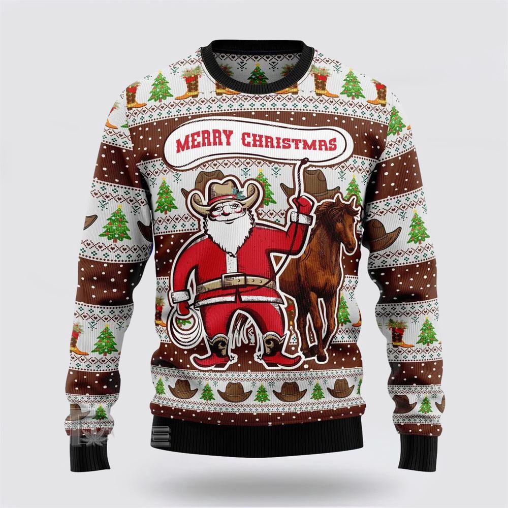 Cowboy Santa Claus Ugly Christmas Sweater 1 Tee W4jyh3.jpg