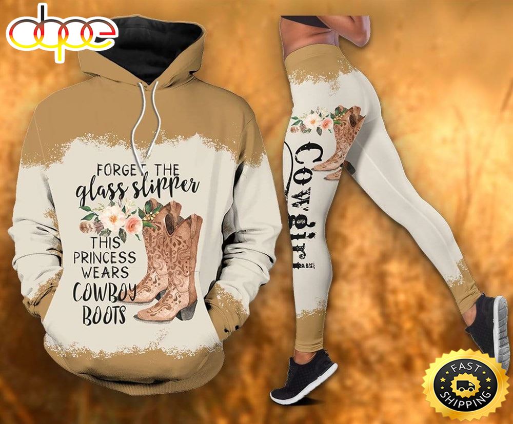 Cowgirl Boots All Over Print Leggings Hoodie Set Outfit For Women