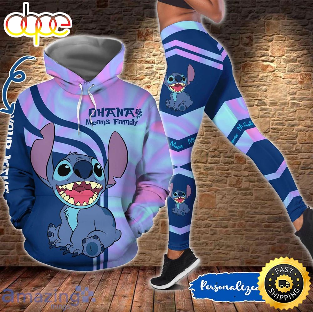 Custom Name Stitch 3d All Over Print Combo Hoodie And Leggings