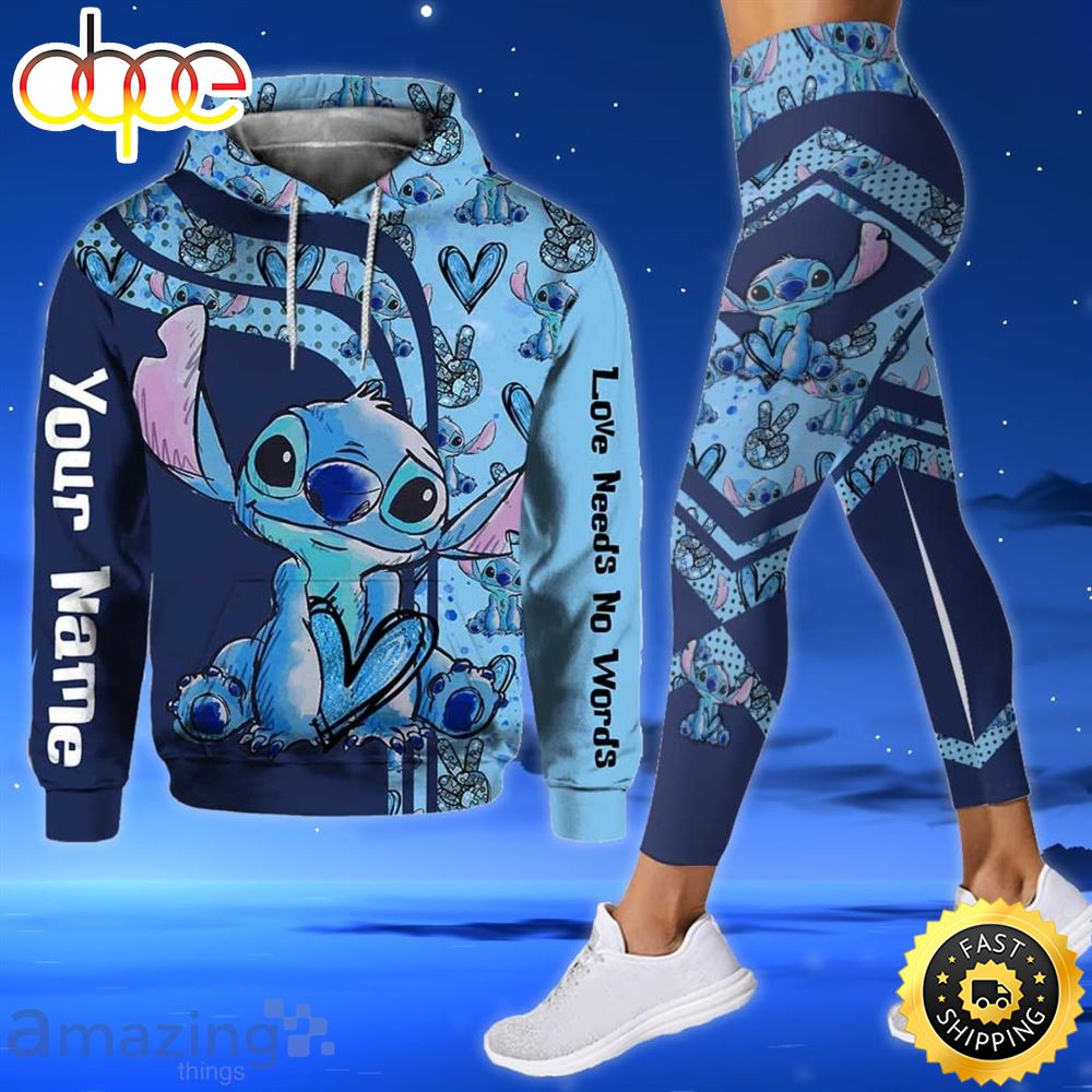 Custom Name Stitch Love Needs No Words Blue All Over Print 3d Hoodie And Leggings Hnv6sc.jpg
