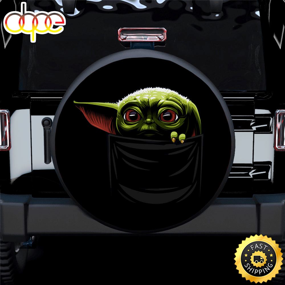 Cute Baby Yoda Pocket Car Spare Tire Covers Gift For Campers Fauuib