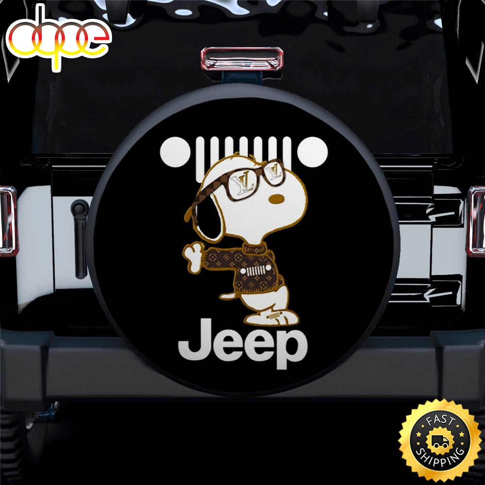 Cute Snoopy With Jeep Car Spare Tire Covers Gift For Campers Bivwah