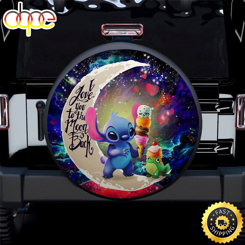 Cute Stitch Frog Icecream Love You To The Moon Galaxy Car Spare Tire Covers Gift For Campers Wfzin4
