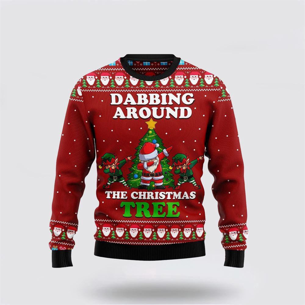 Dabbing Around The Christmas Tree Santa Claus Ugly Christmas Sweater 1 Sweater Zsbo8h.jpg