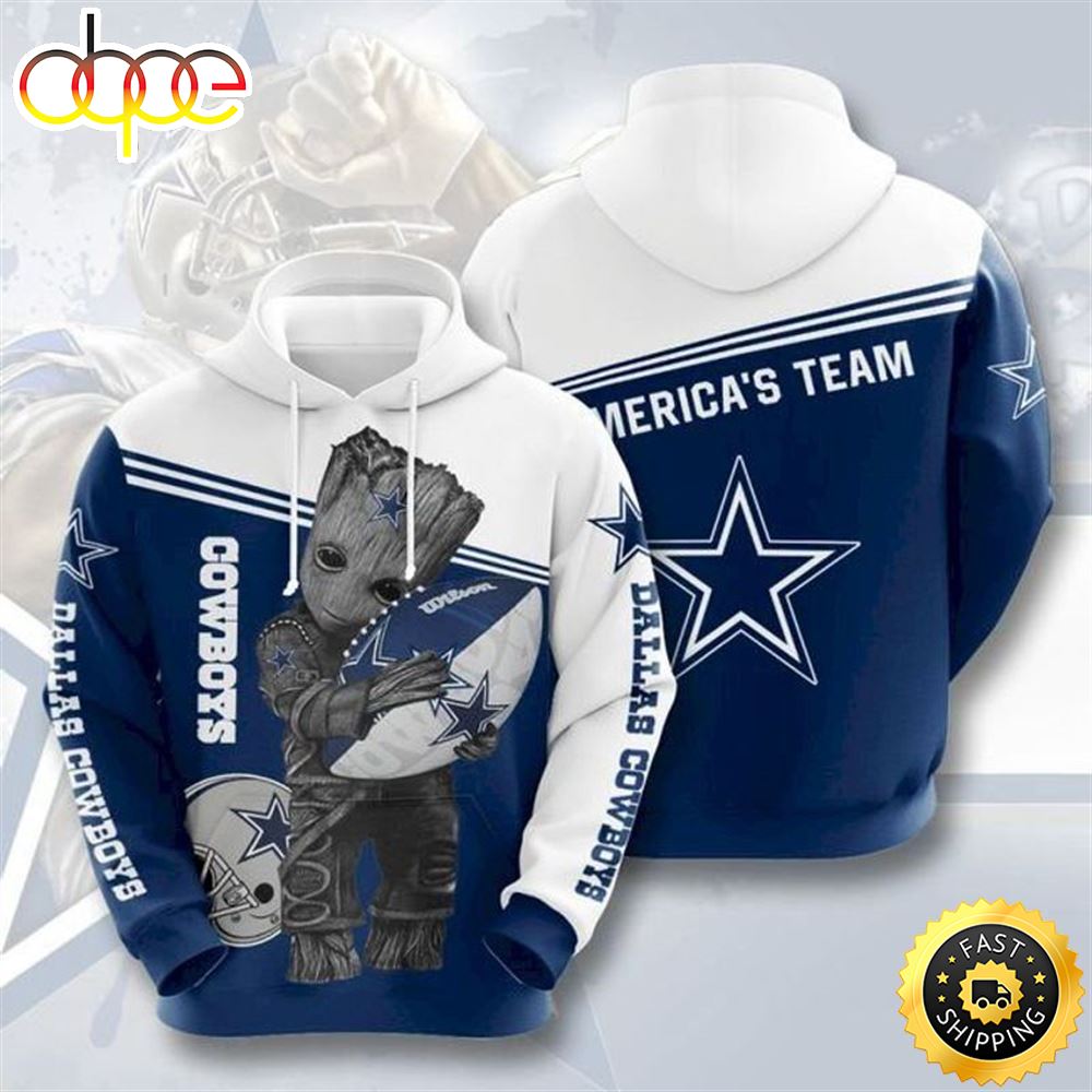 Dallas Cowboys Football Groot 3d Hoodie All Over Print Gifts For Dallas Cowboys Fans Kld5b0