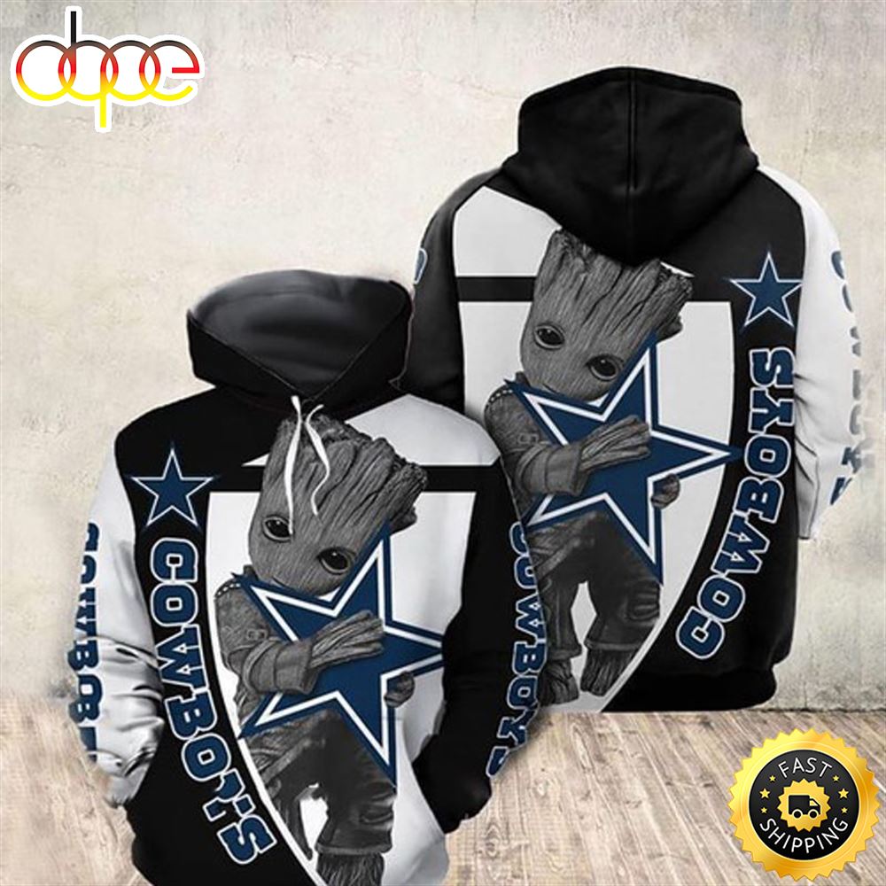 Dallas Cowboys Groot 3d Hoodie All Over Print Cool Dallas Cowboys Gifts Y4omxv