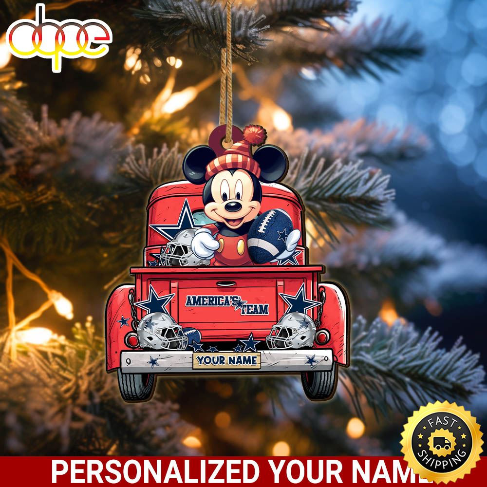 Dallas Cowboys Mickey Mouse Ornament Personalized Your Name Sport Home Decor
