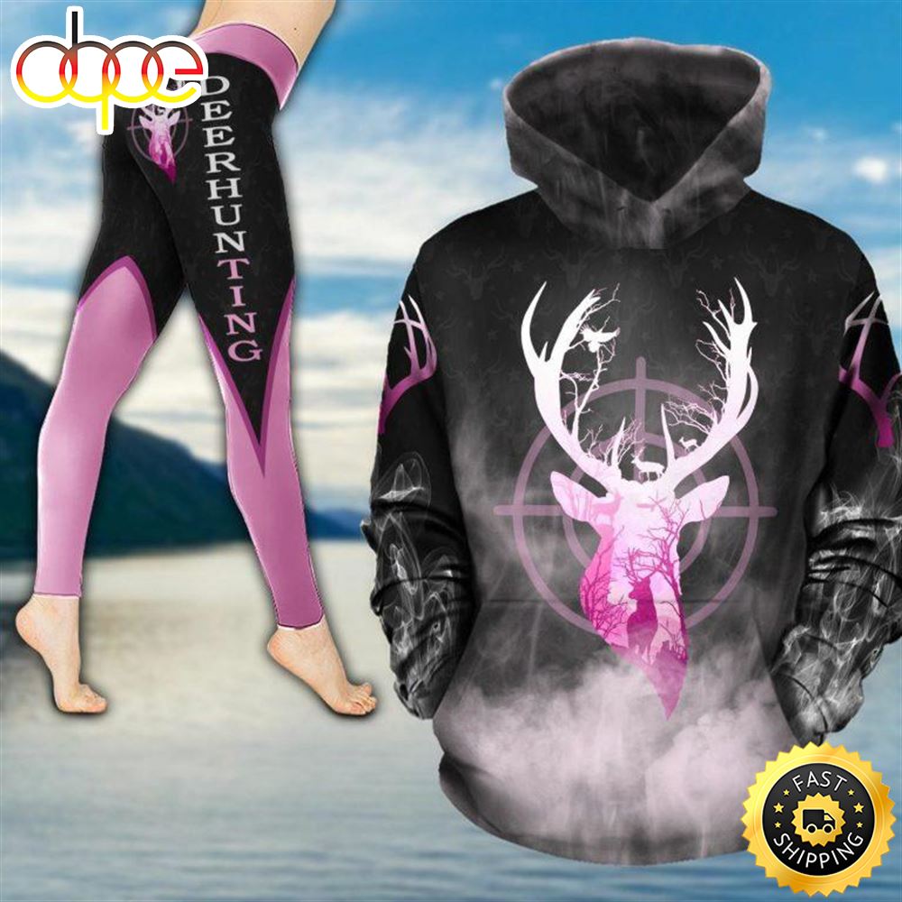 Deer Hunting Country Girl Lilac All Over Print Leggings Hoodie Set Outfit For Women Mduf7u.jpg