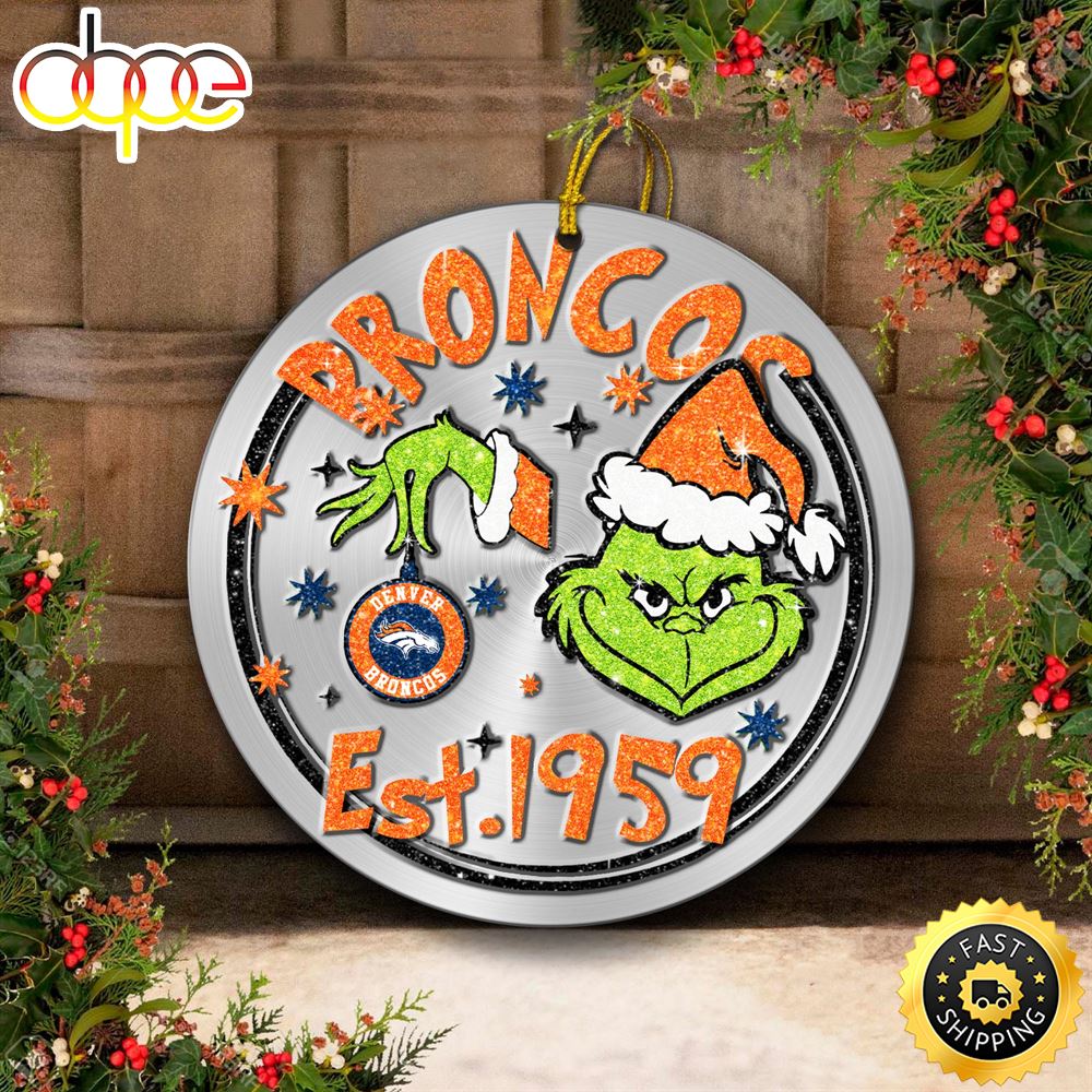 Denver Broncos Grinch Circle Ornaments Christmas N14gai