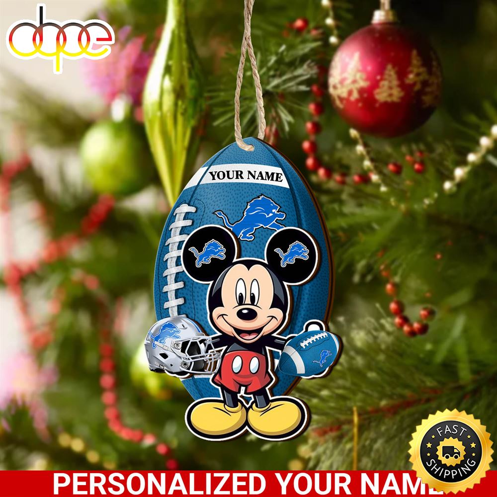Detroit Lions And Mickey Mouse Ornament Personalized Your Name
