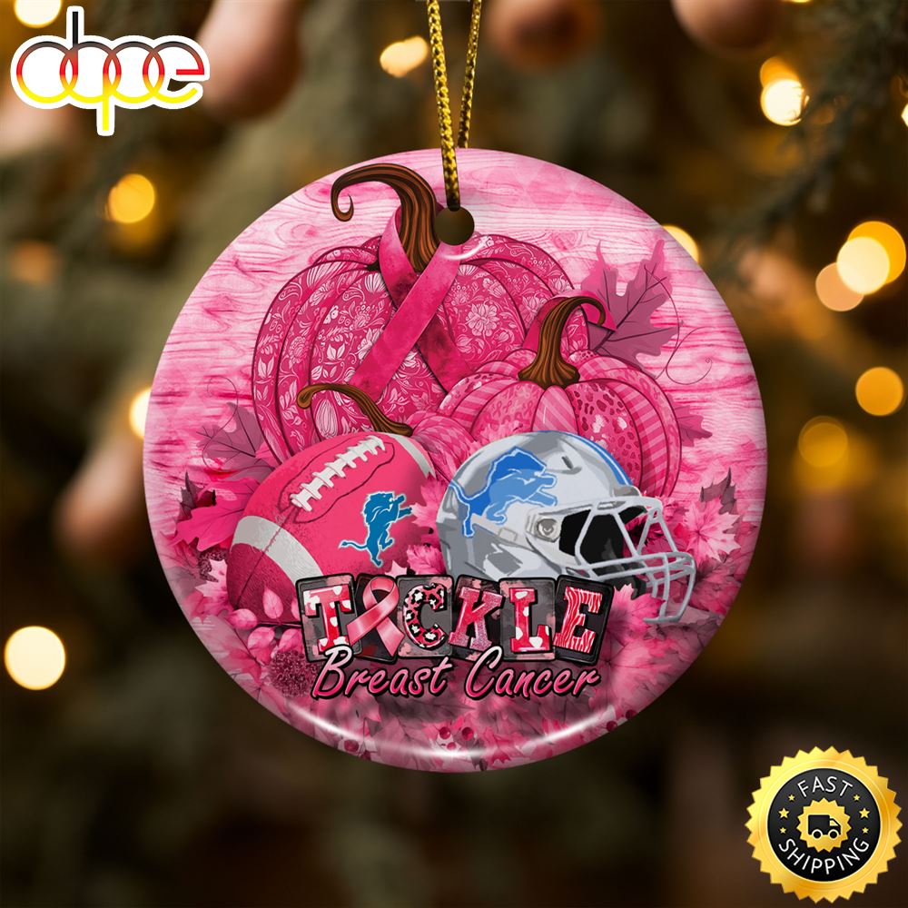 Detroit Lions Breast Cancer And Sport Team Ceramic Ornament Jmh1si
