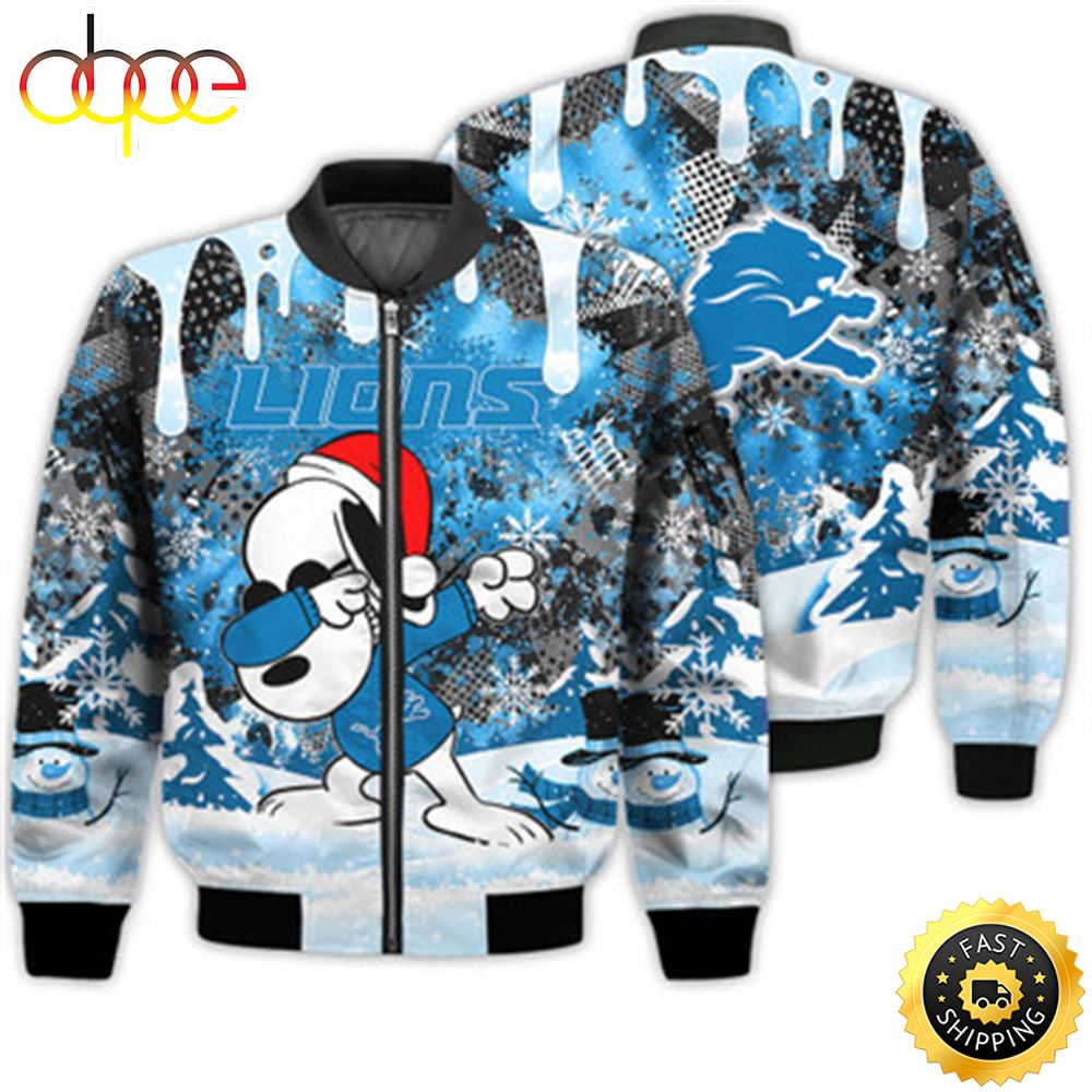 Detroit Lions Snoopy Dabbing The Peanuts Sports Football American Christmas Dripping Matching Gifts Unisex 3D Bomber Jacket Lyplty.jpg