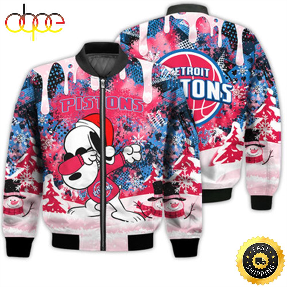 Detroit Pistons Snoopy Dabbing The Peanuts Sports Football American Christmas Dripping Matching Gifts Unisex 3D Bomber Jacket H2bfl1.jpg