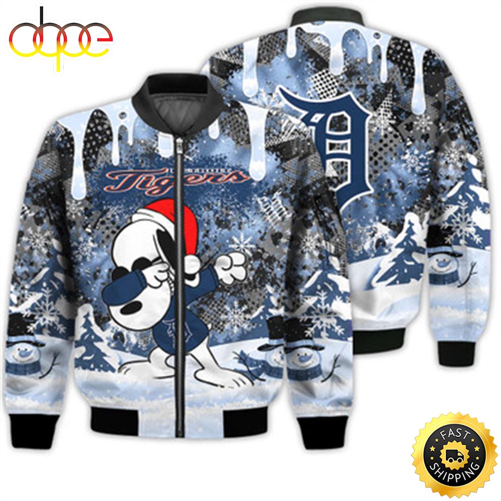 Detroit Tigers Snoopy Dabbing The Peanuts Sports Football American Christmas Dripping Matching Gifts Unisex 3D Bomber Jacket Jrb6pk.jpg