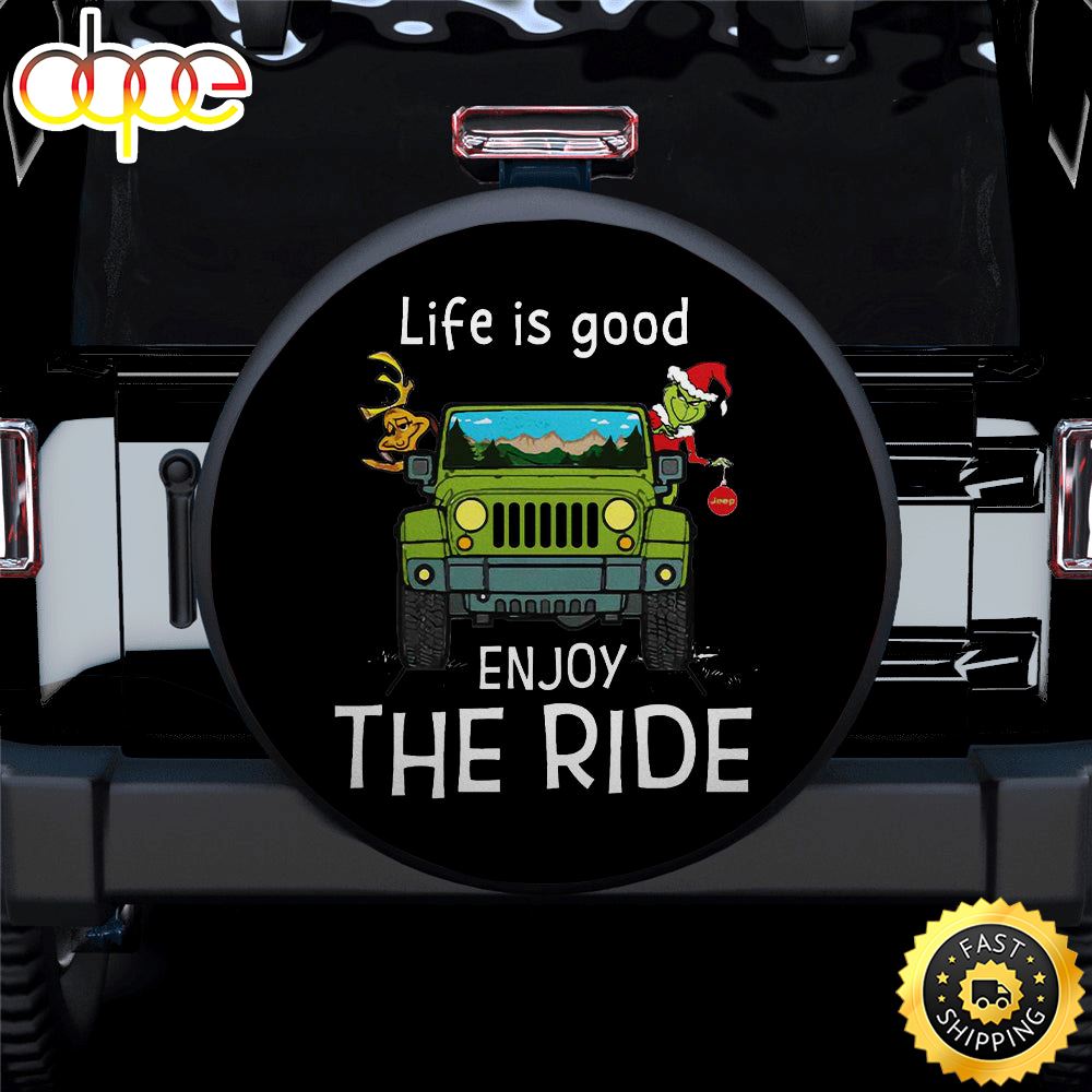 Enjoy The Ride Grinch Jeep Christmas Car Spare Tire Covers Gift For Campers R1phio