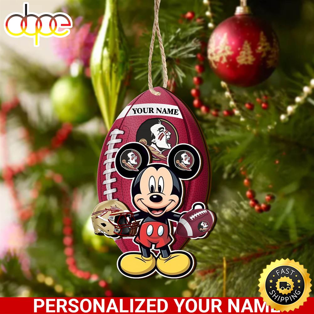 Florida State Seminoles And Mickey Mouse Ornament Personalized Your Name