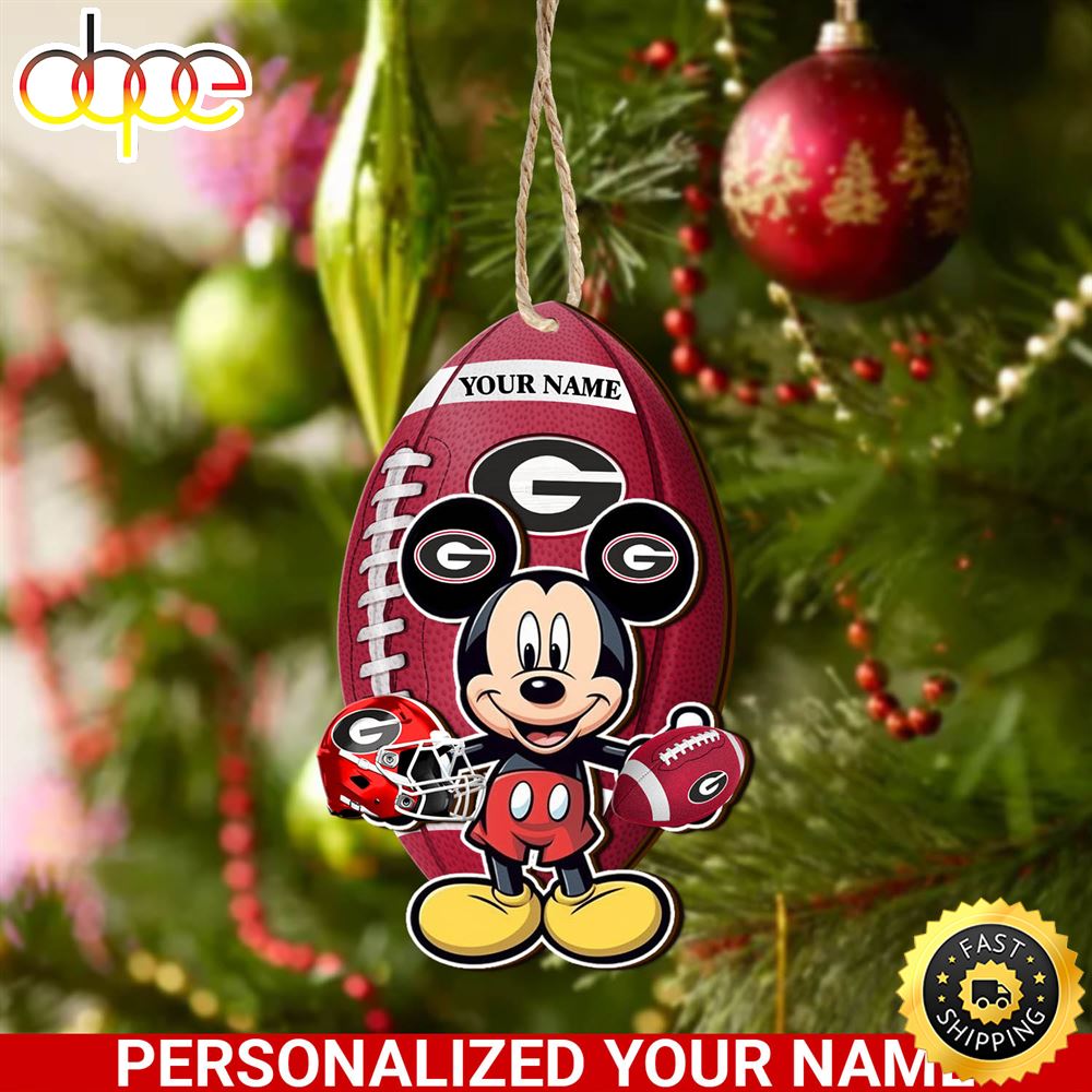 Georgia Bulldogs And Mickey Mouse Ornament Personalized Your Name
