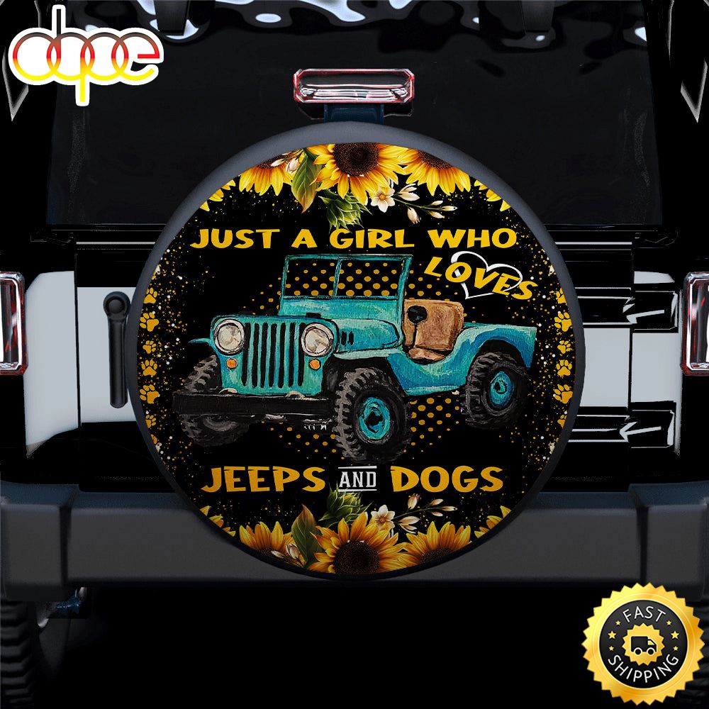 Girl Love Jeep And Dogs Cute Sunflower Car Spare Tire Covers Gift For Campers Grrqvh