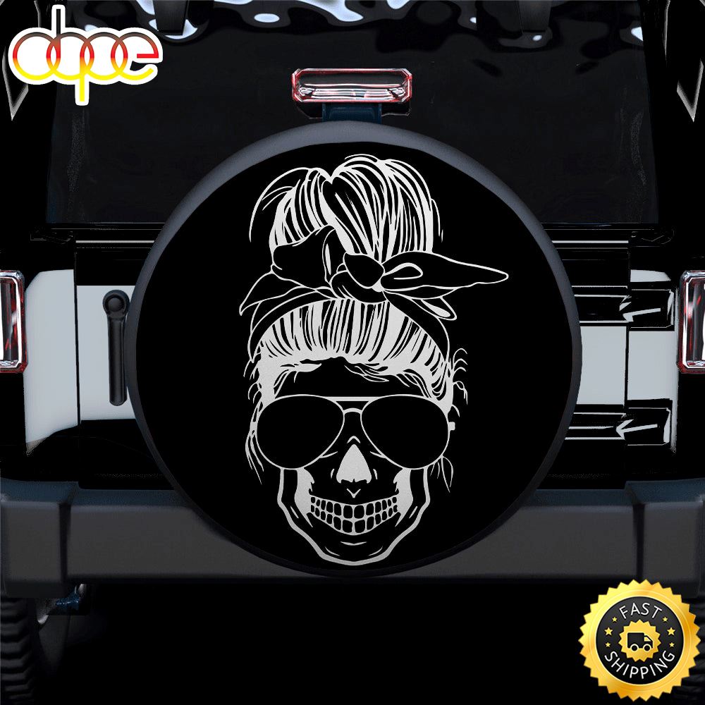 Girl Skull Black Car Spare Tire Covers Gift For Campers Jbjbfw