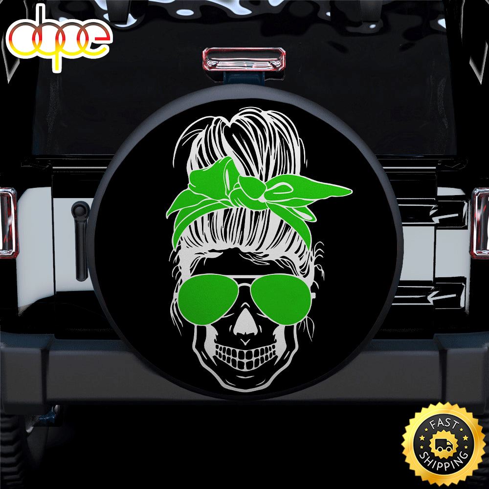 Girl Skull Green Car Spare Tire Covers Gift For Campers P40y2a