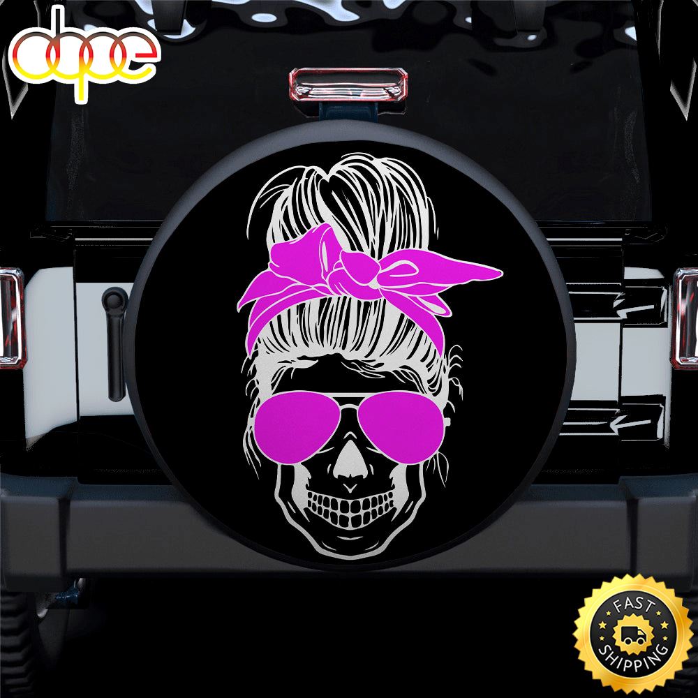 Girl Skull Pink Car Spare Tire Covers Gift For Campers W7lpqk