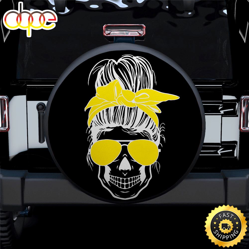 Girl Skull Yellow Car Spare Tire Covers Gift For Campers Gsgx6r