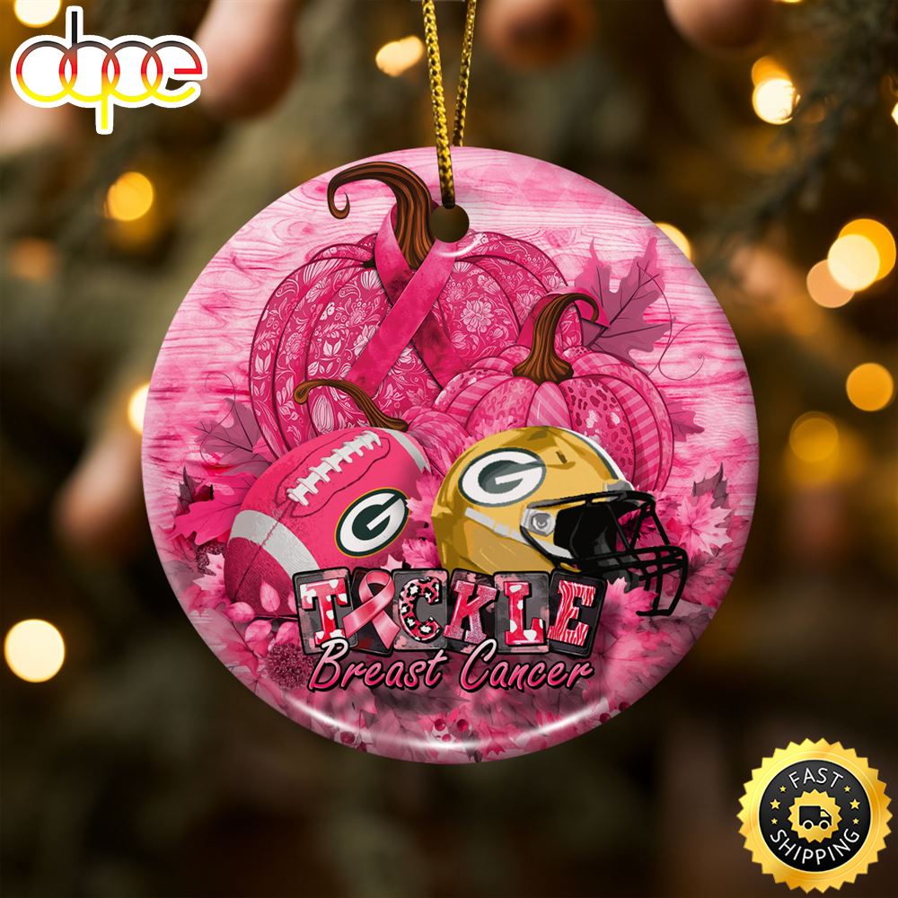 Green Bay Packers Breast Cancer And Sport Team Ceramic Ornament Pnayrh