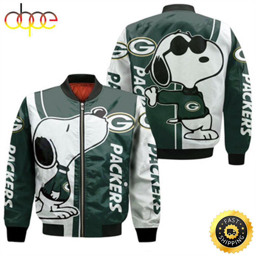 Green Bay Packers Snoopy Lover 3D Printed Bomber Jacket Model 24