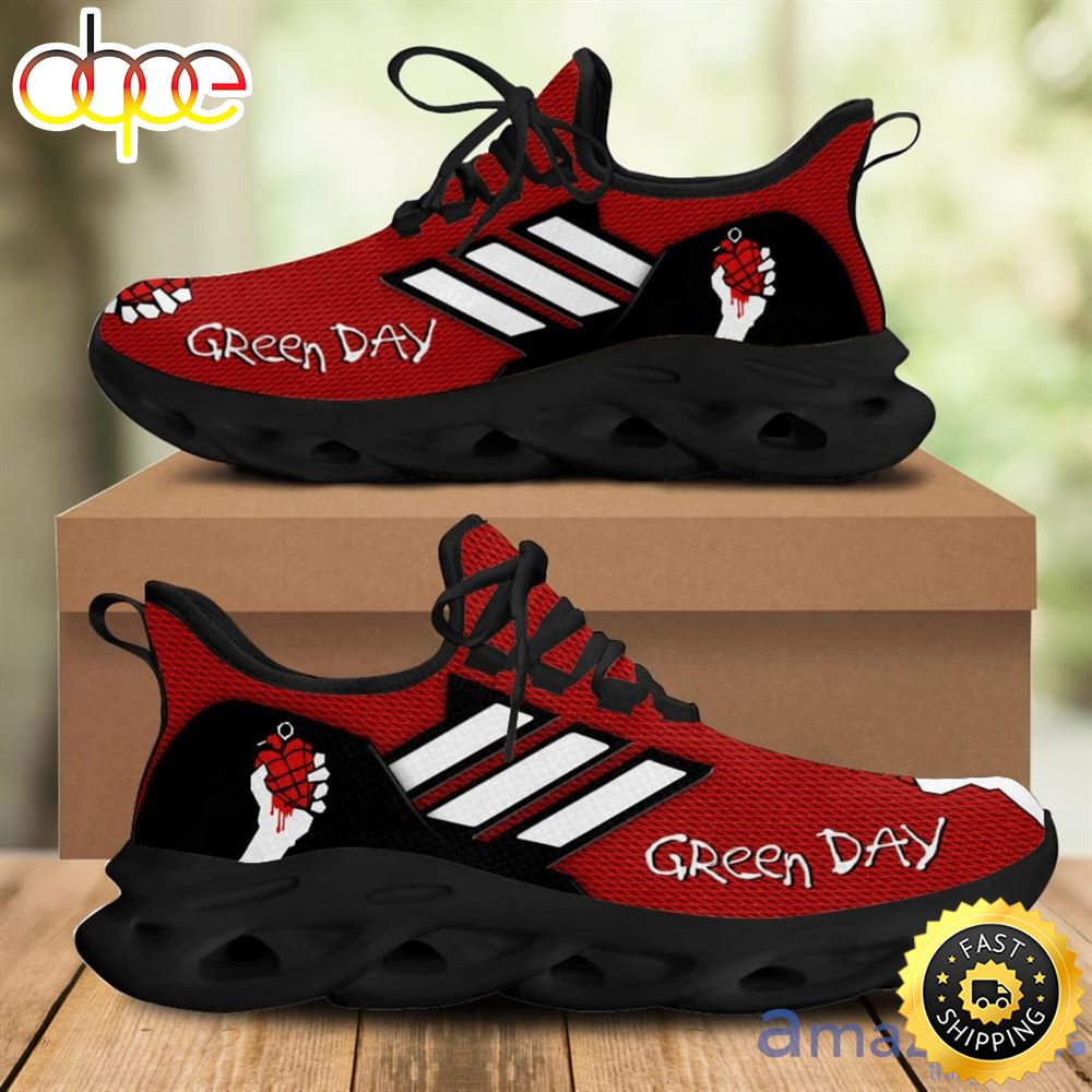 Green Day Rock Band Logo White Striped Men And Women Running Sneakers Max Soul Shoes E6nqrg.jpg