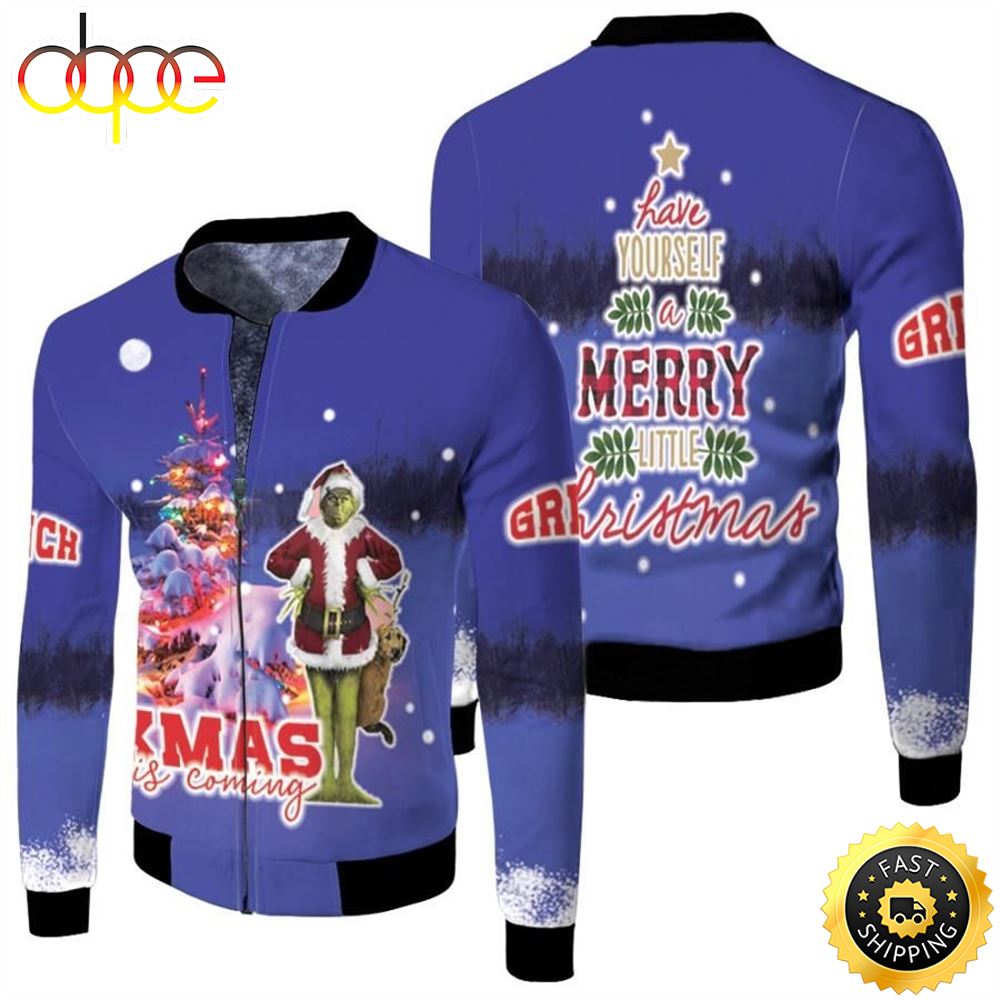 Grinch Christmas Coming Have Yourself A Merry Little Christmas Blue 3D Designed Allover Gift For Grinch Fans Christmas Fans Bomber Jacket Socoyd.jpg
