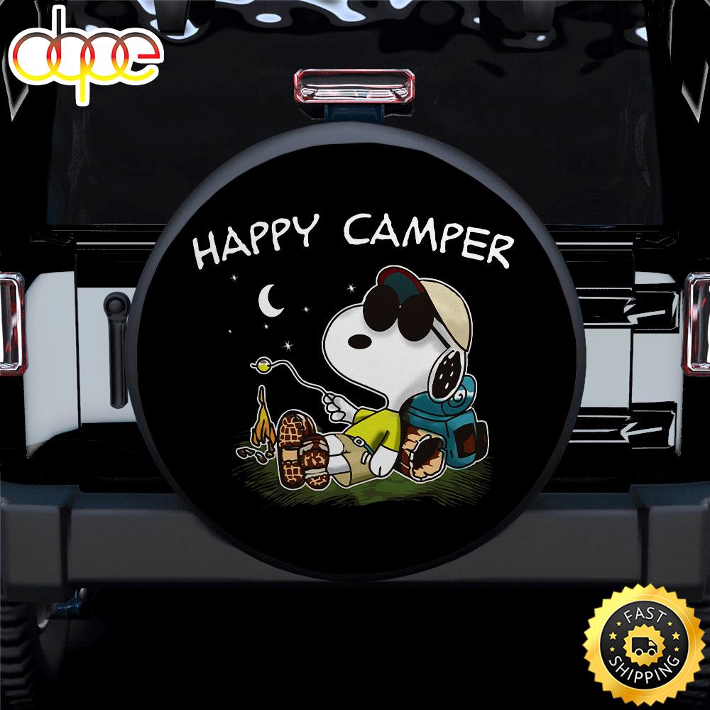 Happy Camper Moon Snoopy Jeep Car Spare Tire Covers Gift For Campers Klvx8j