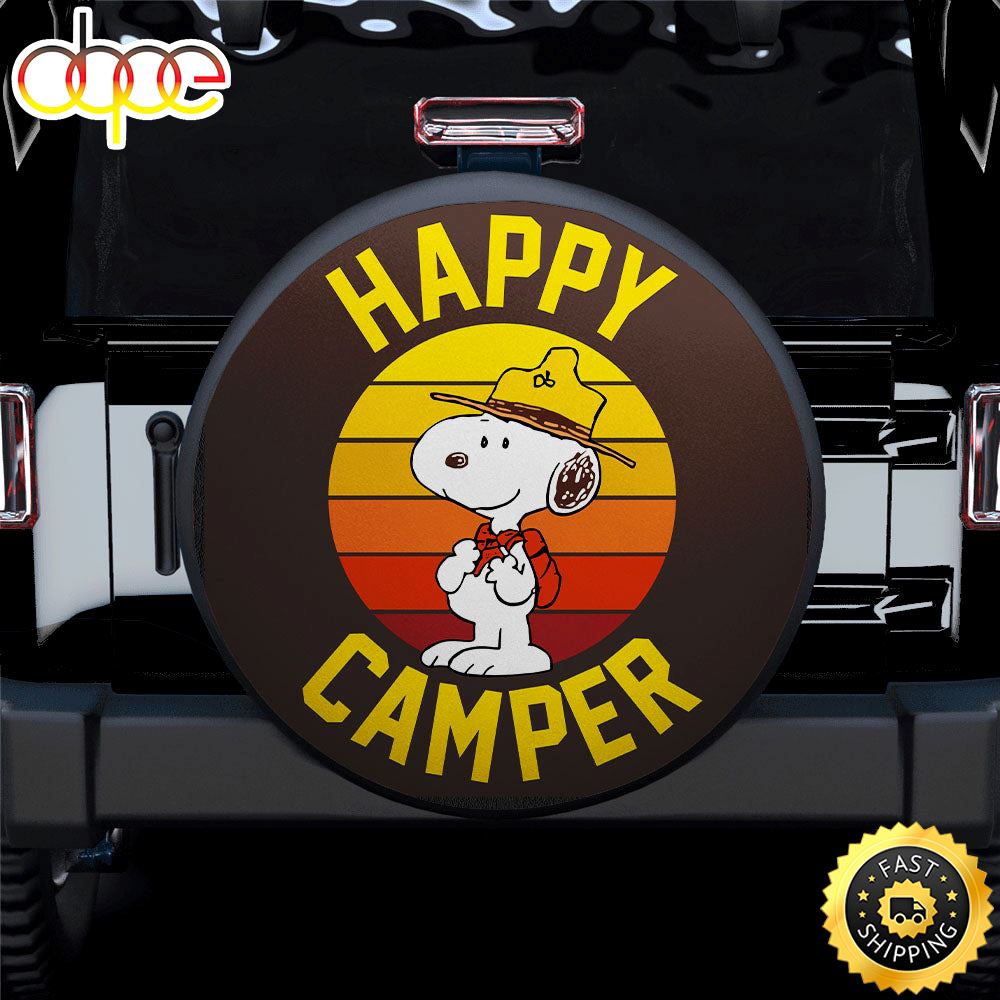 Happy Camper Snoopy Jeep Car Spare Tire Covers Gift For Campers Ieaqps